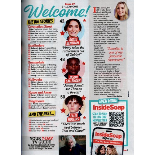Live Aid in this weeks edition of Inside Soap Magazine 5th July 2025