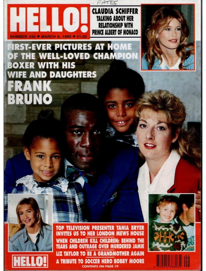 Hello Magazine Issue 243 6th March 1993 Frank Bruno cover