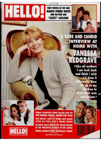 Hello Magazine Issue 291 12th February 1994 Vanessa Redgrave cover