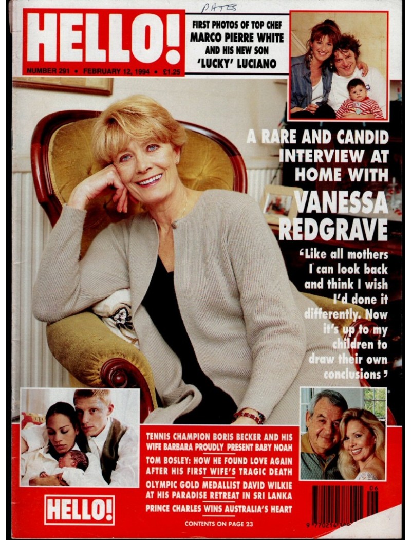 Hello Magazine Issue 291 12th February 1994 Vanessa Redgrave cover
