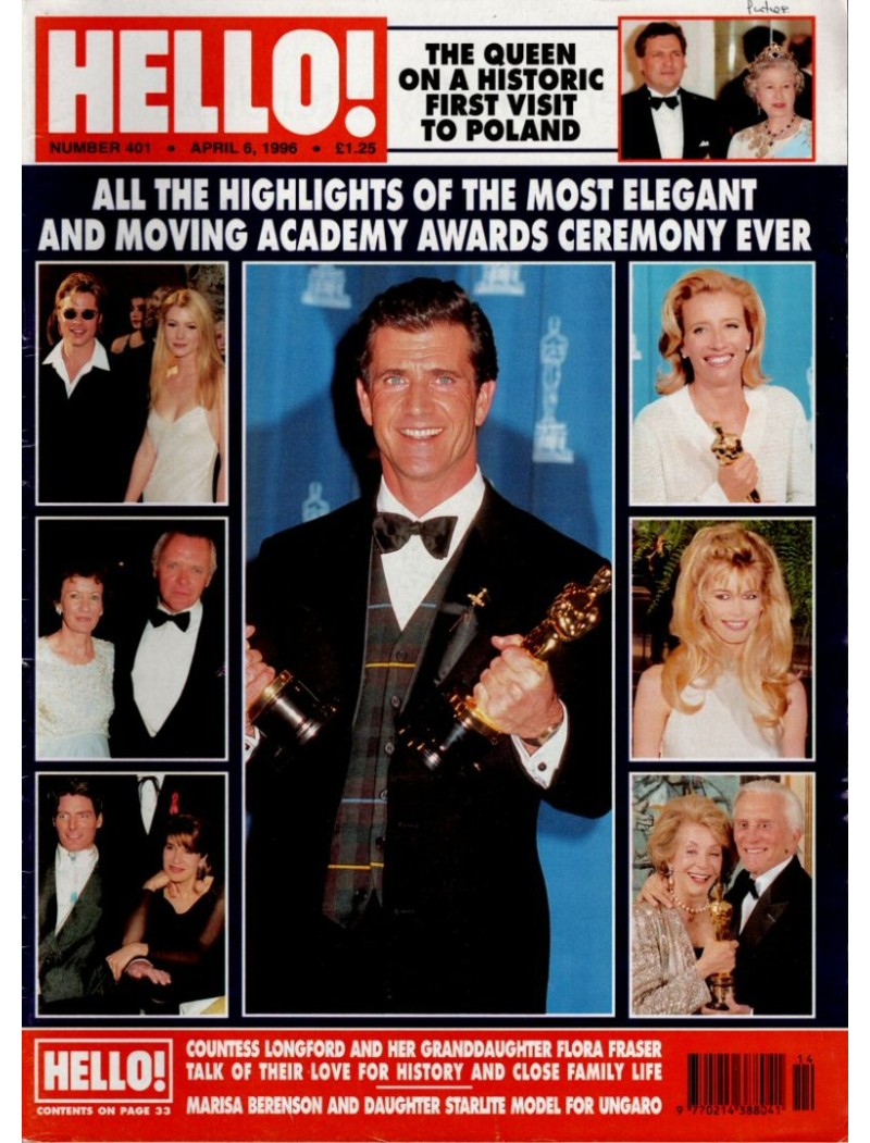 Hello Magazine Issue 401 6th April 1996 Kirk Douglas Ivanka Mel Gibson Zara Phillips