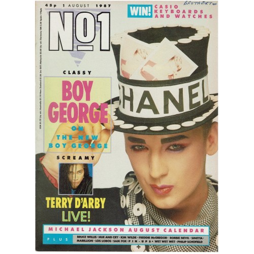 Number One Magazine 1987 1st August 1987 Kim Wilde Boy George Bruce Willis