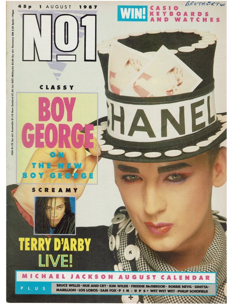 Number One Magazine 1st August 1987 Kim Wilde Boy George Bruce Willis