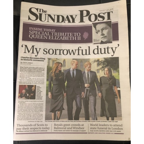 THE SUNDAY POST - 11TH SEPTEMBER 2022 - THE QUEEN