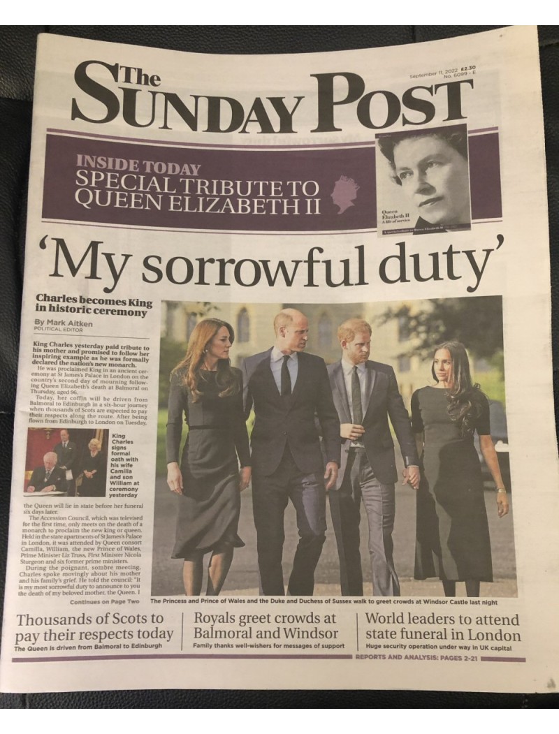 THE SUNDAY POST - 11TH SEPTEMBER 2022 - THE QUEEN