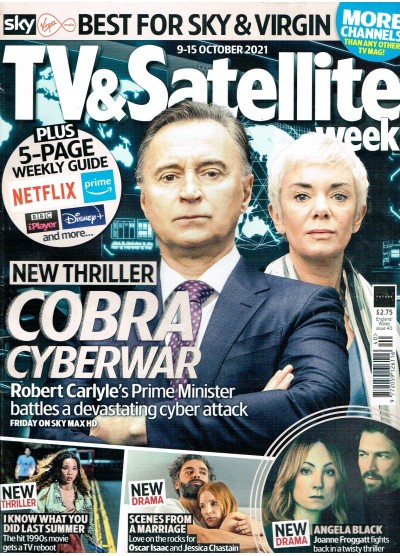 TV & Satellite Week Magazine 9th October 2021 Robert Carlyle Joanne Froggatt Jessica Chastain