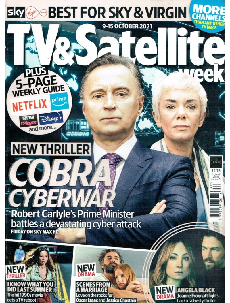 TV & Satellite Week Magazine 9th October 2021 Robert Carlyle Joanne Froggatt Jessica Chastain