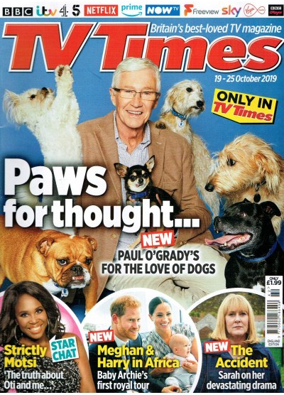 TV Times Magazine 19th October 2019 Paul O Grady