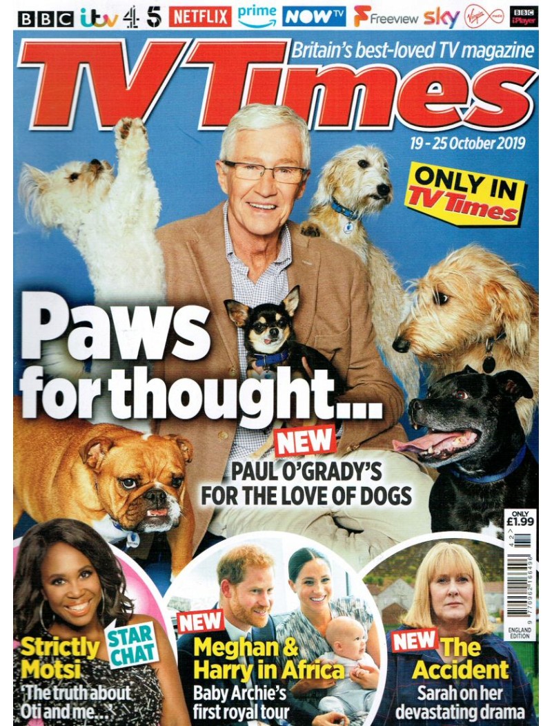 TV Times Magazine 19th October 2019 Paul O Grady TV Times Magazine 19th October 2019 Paul O Grady