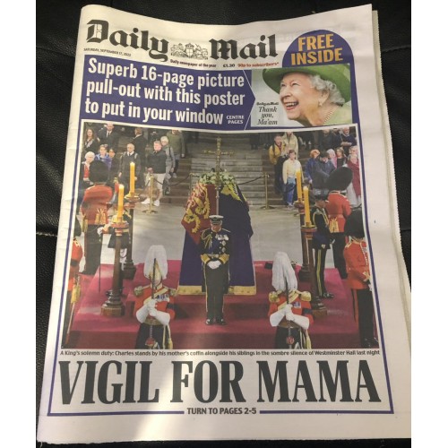 DAILY MAIL NEWSPAPER 17th September 2022 THE QUEEN