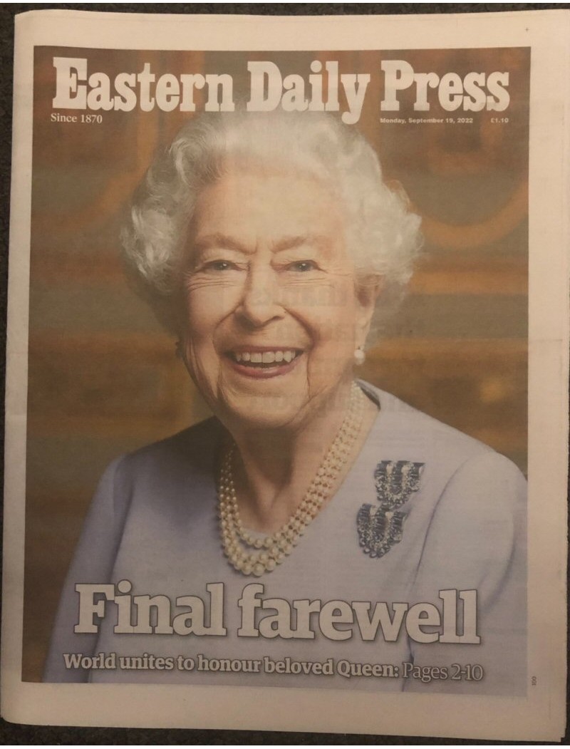 EDP NEWSPAPER 19th September 2022 Death of QUEEN ELIZABETH II 1926 - 2022