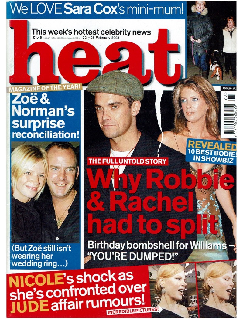 Heat Magazine - 2003 22nd February 2003 Colin Farrell Peter Stringfellow Dom Joly Kate Moss Robbie