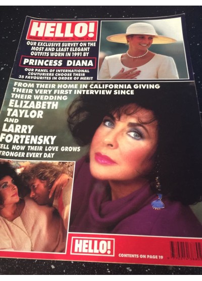 Hello Magazine Issue 187 25th January 1992 Elizabeth Taylor cover
