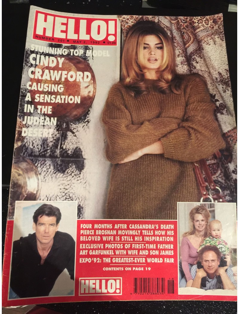Hello Magazine Issue 201 2nd May 1992 Cindy Crawford cover