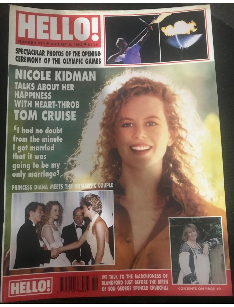 Hello Magazine Issue 214 8th August 1992 Nicole Kidman cover Hello Magazine Issue 214 8th August 1992 Nicole Kidman cover