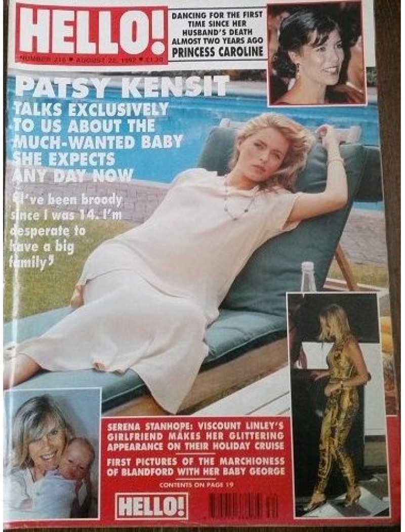 Hello Magazine Issue 216 22nd August 1992 Patsy Kensit cover Hello Magazine Issue 216 22nd August 1992 Patsy Kensit cover