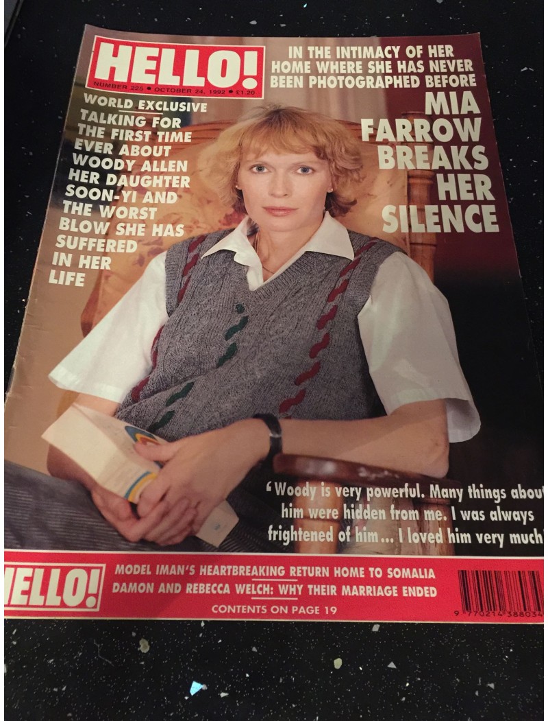 Hello Magazine Issue 225 24th October 1992 Mia Farrow cover Hello Magazine Issue 225 24th October 1992 Mia Farrow cover