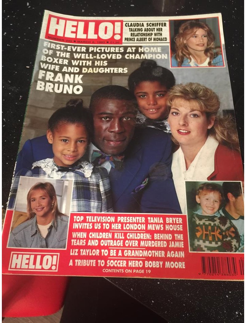 Hello Magazine Issue 243 6th March 1993 Frank Bruno cover Hello Magazine Issue 243 6th March 1993 Frank Bruno cover