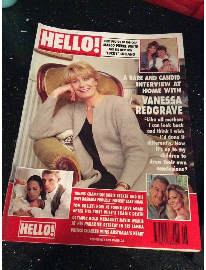 Hello Magazine Issue 291 12th February 1994 Vanessa Redgrave cover Hello Magazine Issue 291 12th February 1994 Vanessa Redgrave cover
