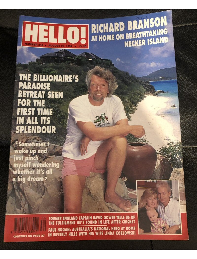 Hello Magazine Issue 319 27th August 1994 Richard Branson cover