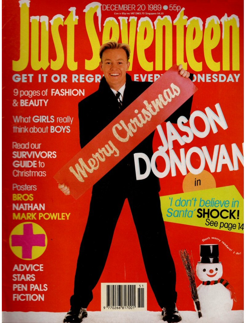 Just Seventeen Magazine 20th December 1989 Jason Donovan Just Seventeen Magazine 20th December 1989 Jason Donovan