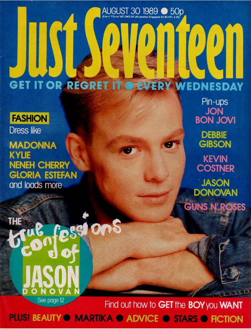 Just Seventeen Magazine - 1989 30th August 1989 Jason Donovan