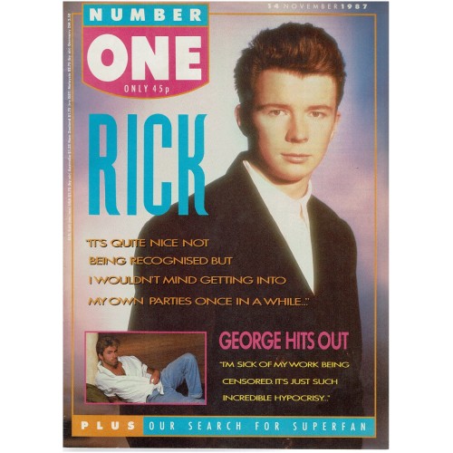 Number One Magazine 1987 14th November 1987 George Michael Rick Astley 