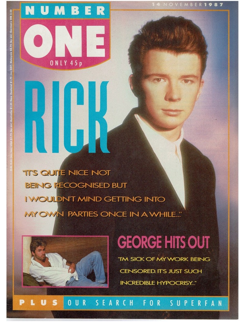 Number One Magazine 1987 14th November 1987 George Michael Rick Astley 