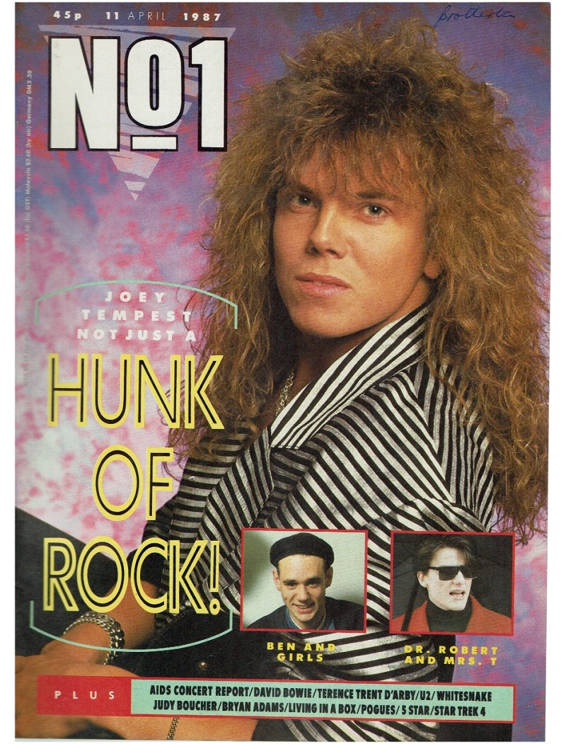 Number One Magazine 1987 11th April 1987 Joey Tempest Wham Bryan Adams Jon Bon Jovi