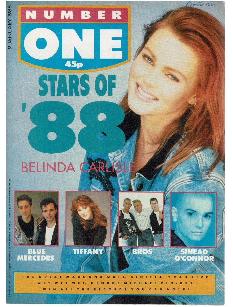 Number One Magazine 9th January 1988 Belinda Carlisle Sinitta