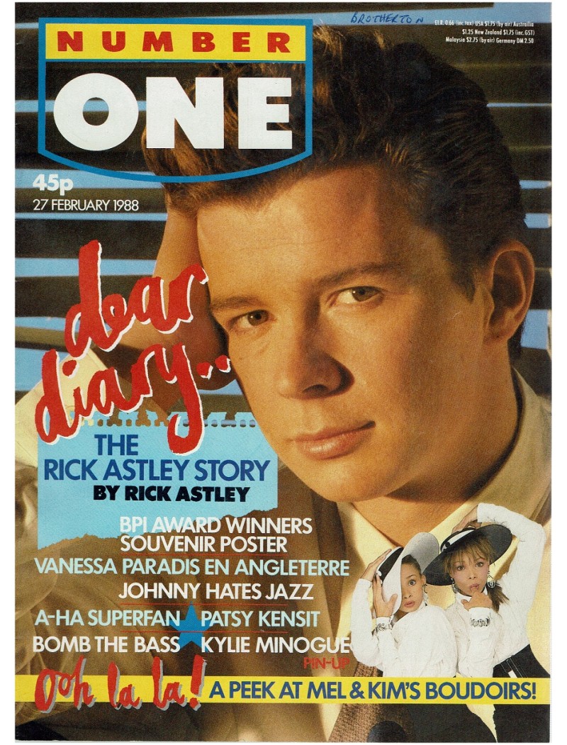 Number One Magazine 27th February 1988 Rick Astley Patsy Kensit