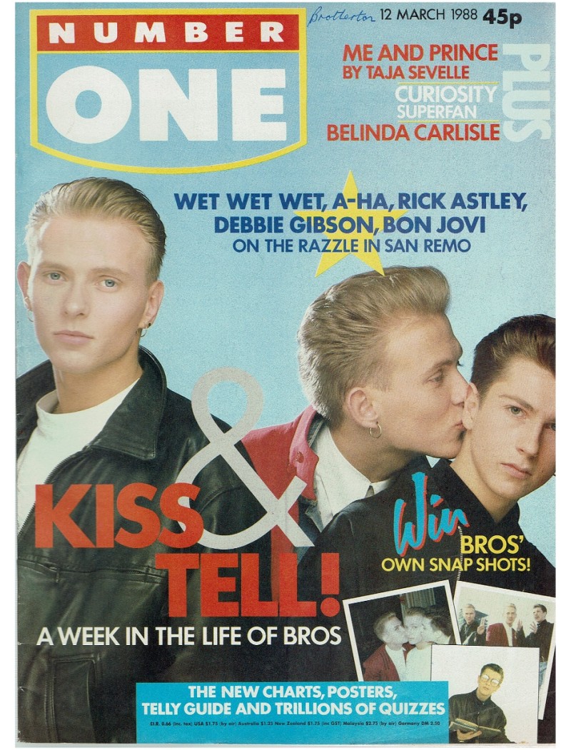 Number One Magazine 12th March 1988 Rick Astley Wet Wet Wet Bros