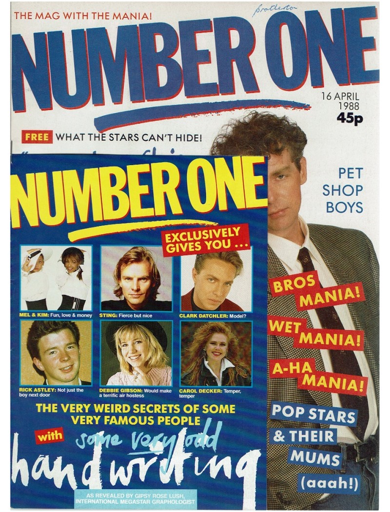 Number One Magazine 16th April 1988 Pet Shop Boys Aha Wet Wet Wet
