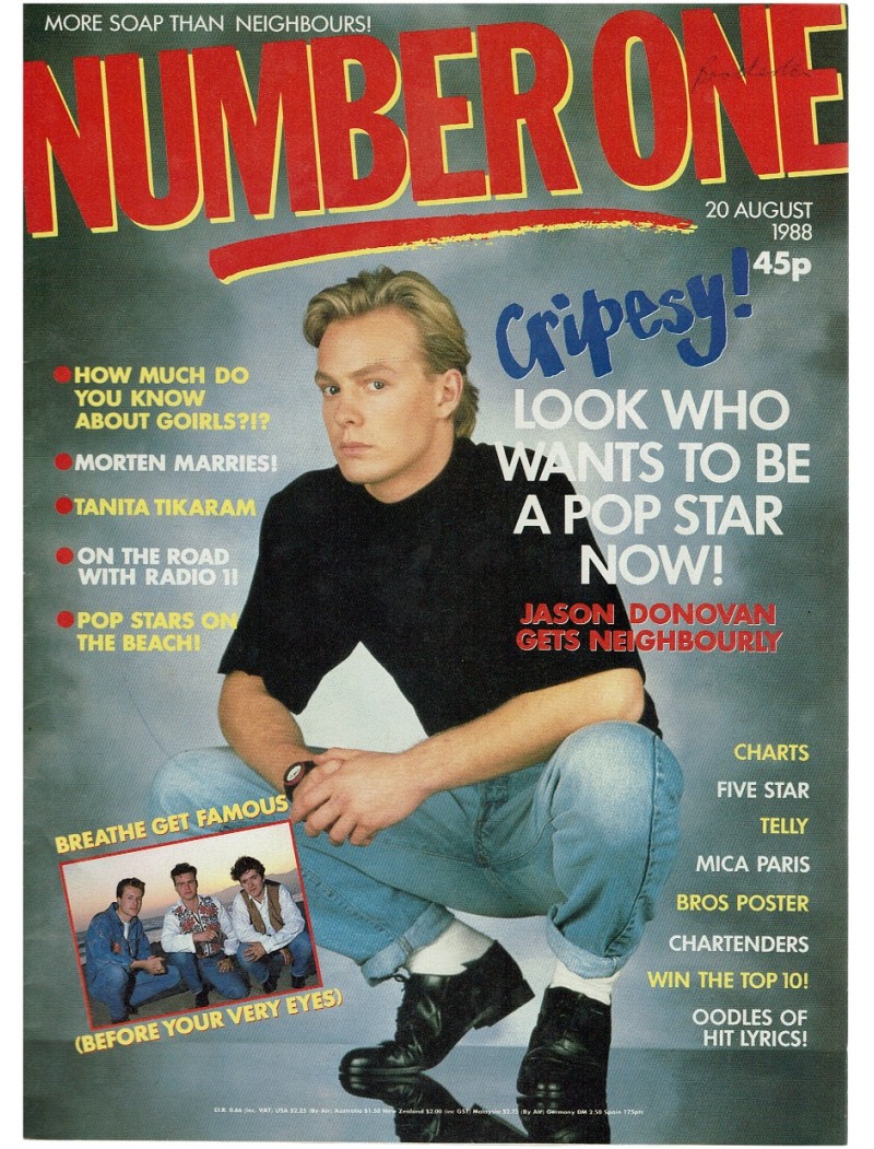 Number One Magazine 1988 20th August 1988 Jason Donovan Five Star