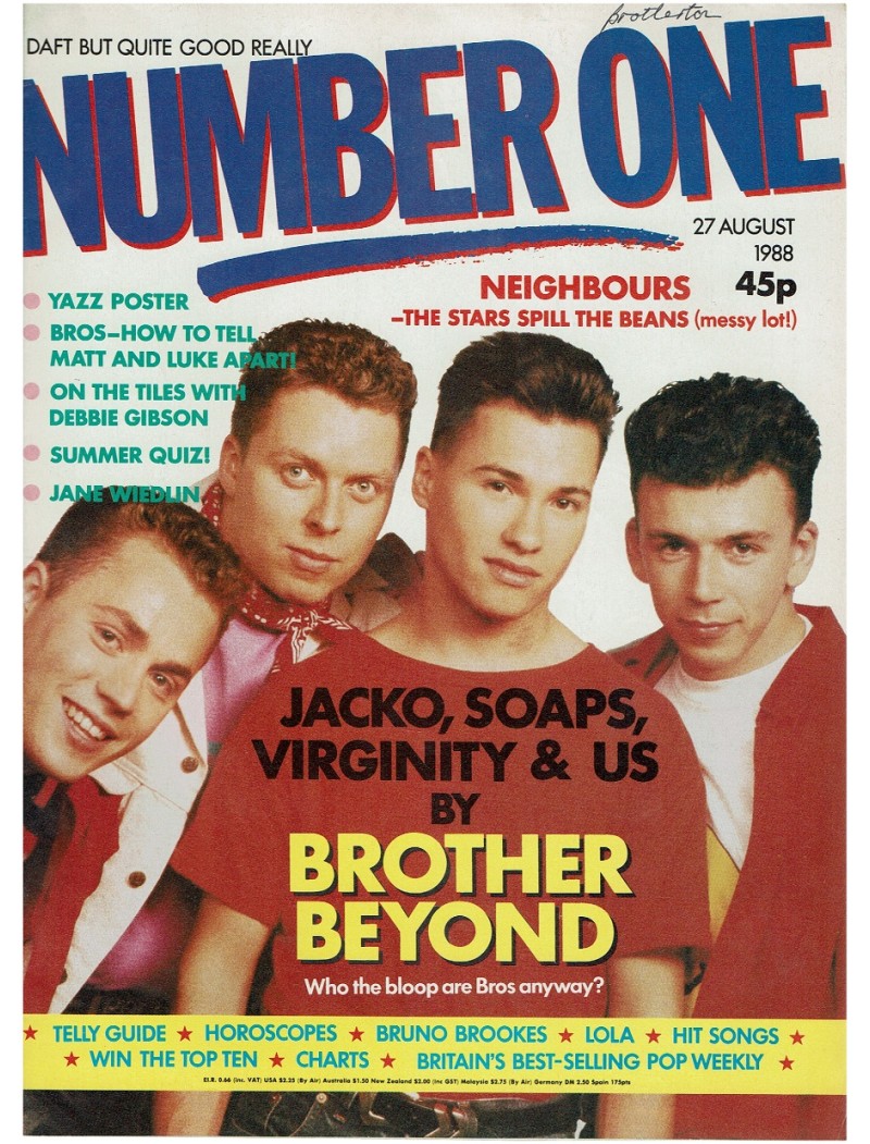 Number One Magazine 27th August 1988 Brother Beyond Neighbours