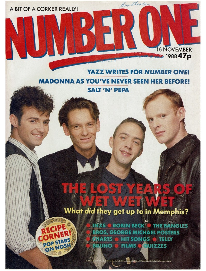 Number One Magazine 1988 16th November 1988 Wet Wet Wet Madonna