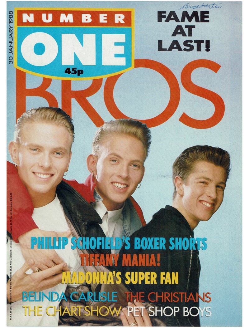 Number One Magazine 30th January 1988 Bros Debbie Gibson Belinda Carlisle