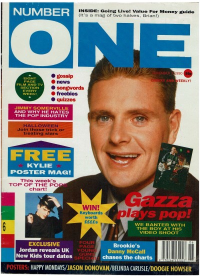 Number One Magazine 3rd November 1990 Paul Gascoigne Jordan Knight