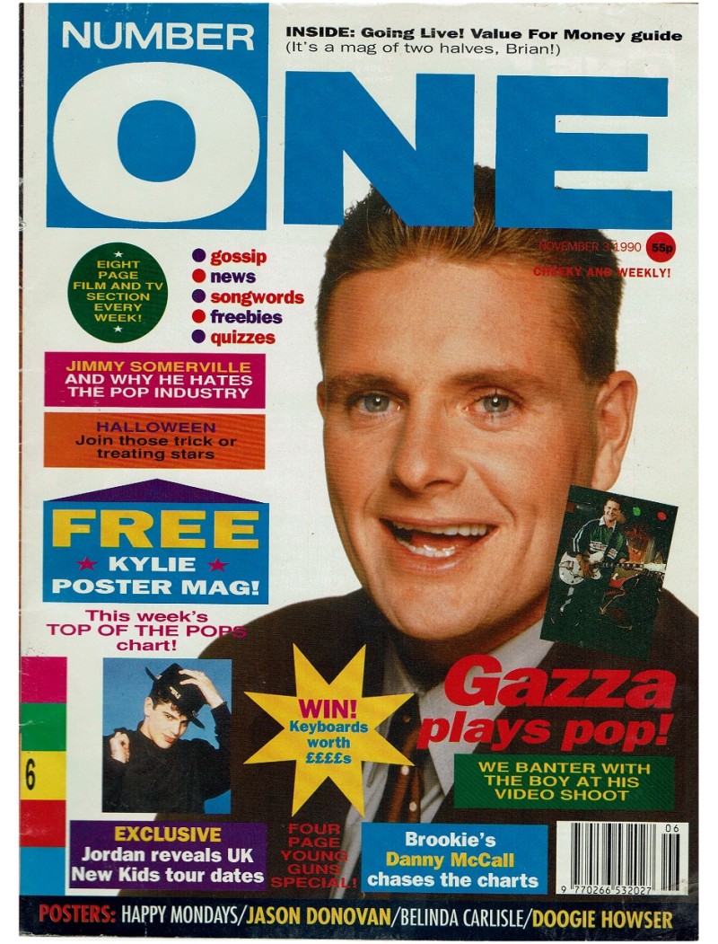 Number One Magazine 1990 3rd November 1990 Paul Gascoigne Jordan Knight