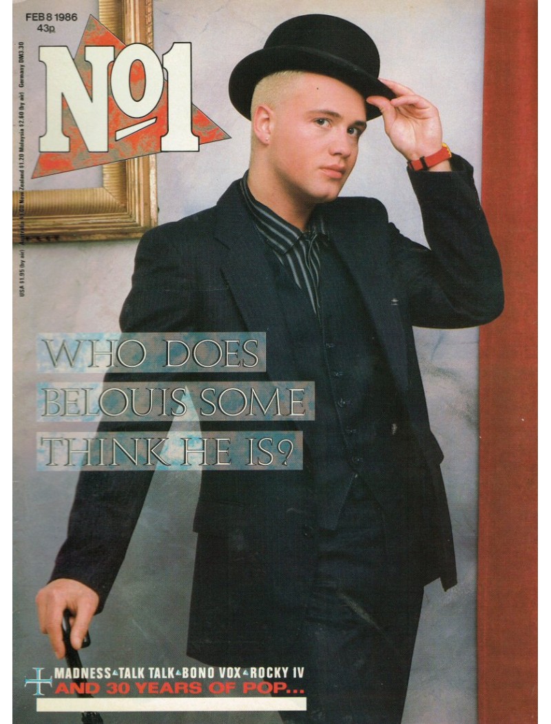 Number One Magazine 1986 8th February 1986 Belouis Some Bono Talk Talk Suggs
