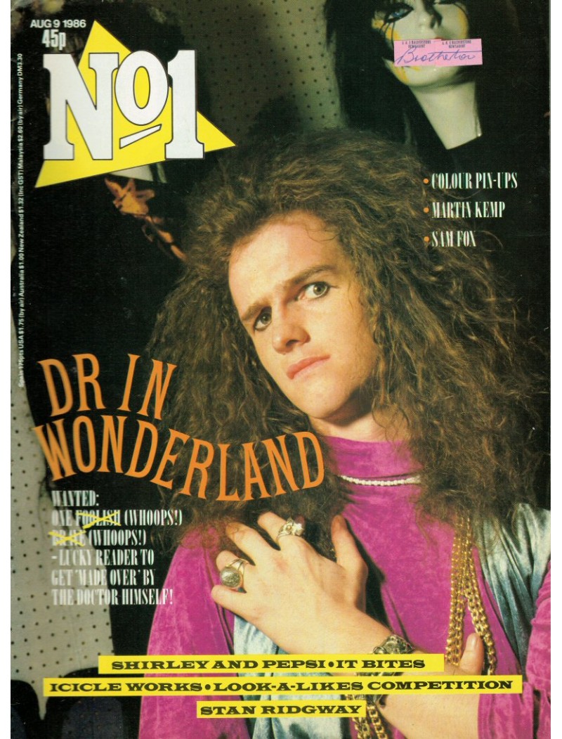 Number One Magazine 1986 9th August 1986 Doctor & the Medics Martin Kemp Jesus & Mary Chain Sam Fox