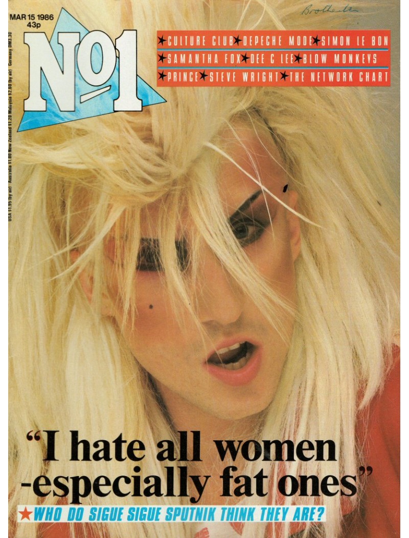 Number One Magazine - 1986 15/03/86 Sigue Sigue Sputnik Number One Magazine - 1986 15/03/86 Sigue Sigue Sputnik