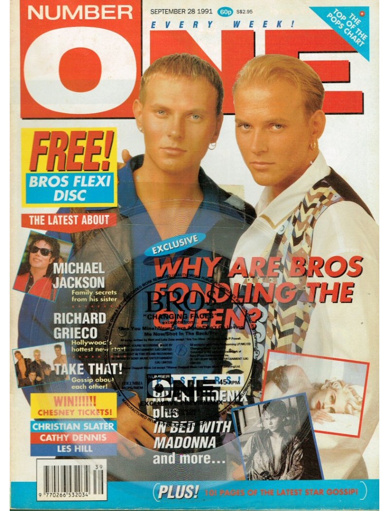 Number One Magazine 28th September 1991 Christian Slater Bros Take That