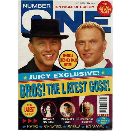 Number One Magazine 1991 6th July 1991 Bros Bruce Willis Brad Pitt Jon Knight