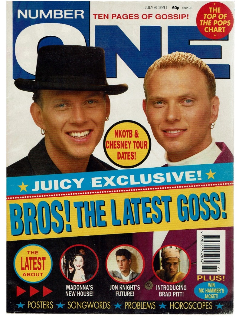 Number One Magazine 1991 6th July 1991 Bros Bruce Willis Brad Pitt Jon Knight