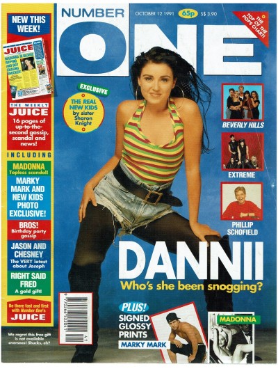 Number One Magazine 12th October 1991 Dannii Minogue Mark Wahlberg New Kids on the Block Extreme