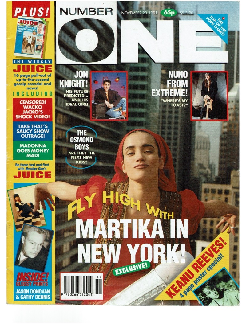 Number One Magazine 23rd November 1991 Martika Jon Knight Charlie Sheen