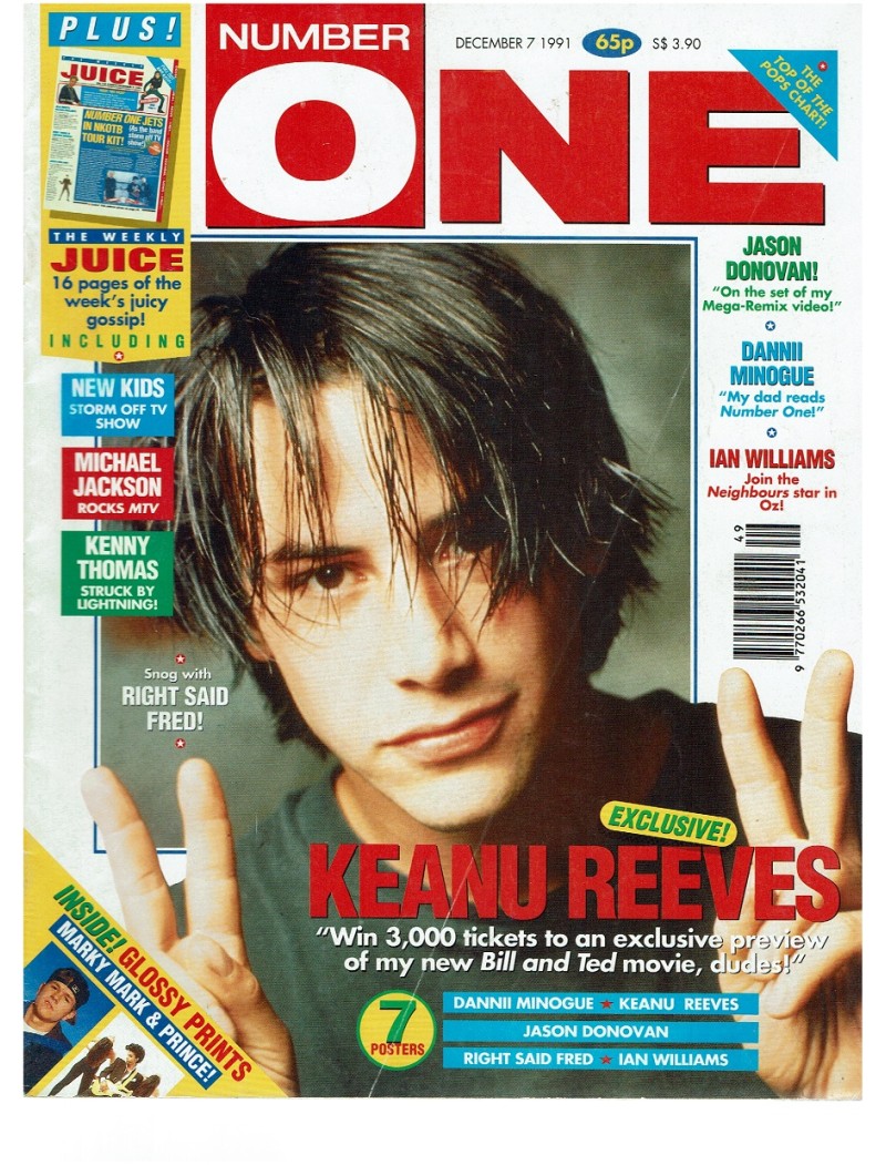 Number One Magazine 7th December 1991 Dannii Minogue Keanu Reeves