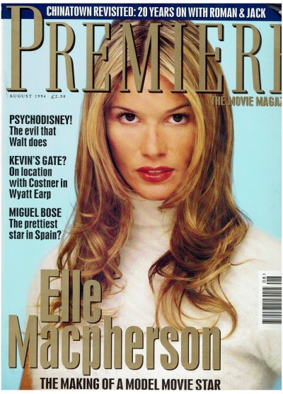 Premiere Magazine August 1994 Elle Macpherson cover  (UK Edition)