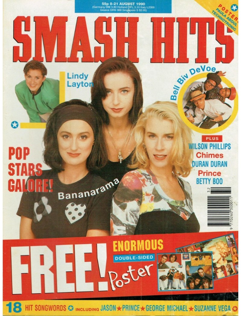 Smash Hits Magazine 8th August 1990 (Bananarama Cover) Smash Hits Magazine 8th August 1990 (Bananarama Cover)